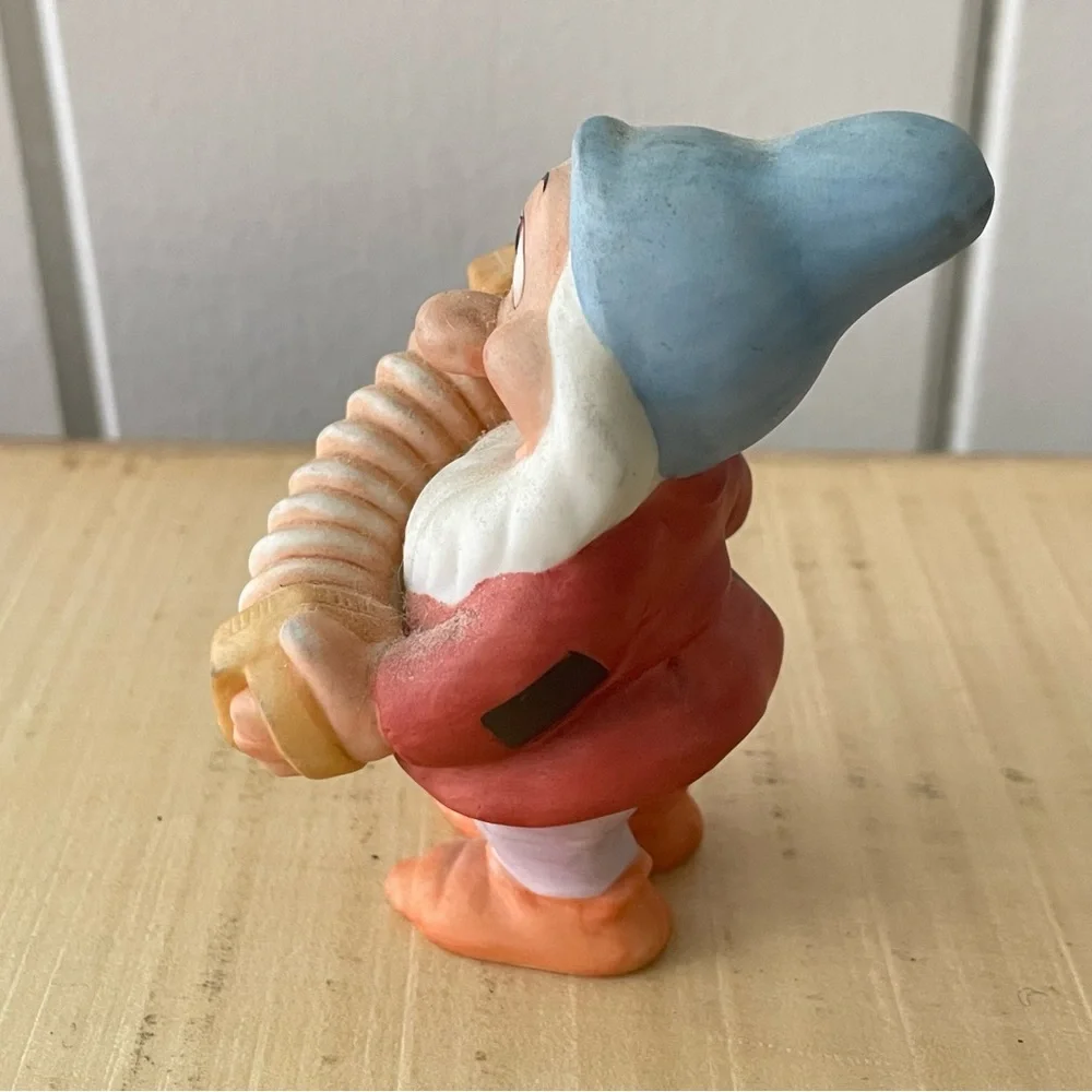 $15 SALE Vintage Disney Bashful Musician Collectible Ceramic Figurine Snow White